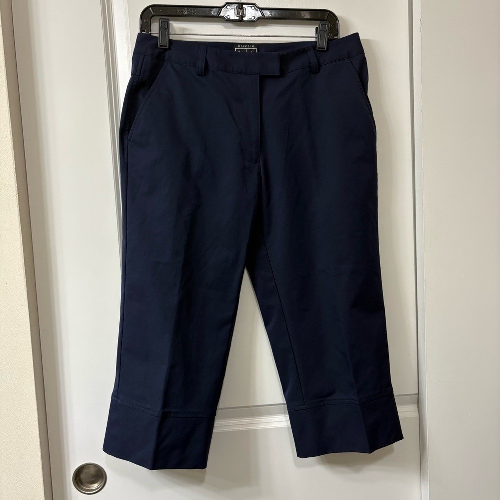 Adidas Womens Size 8 Stretch Navy Blue Cropped Golf Chino Pants Capri Bermuda